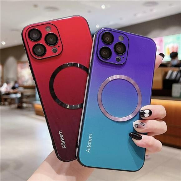 For iPhone 14 Pro Max 12 13 14Pro Luxury Mag Safe Gradient Glass Case Shockproof - Picture 6 of 10